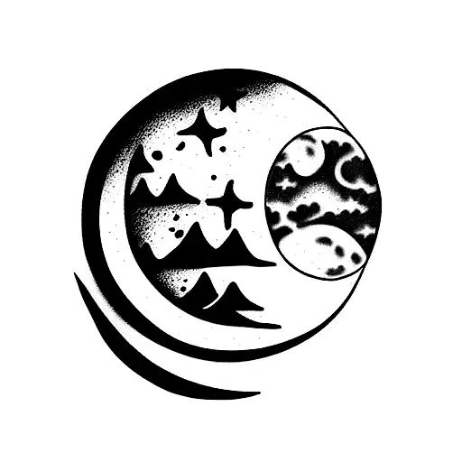 Woman Looking At The Moon