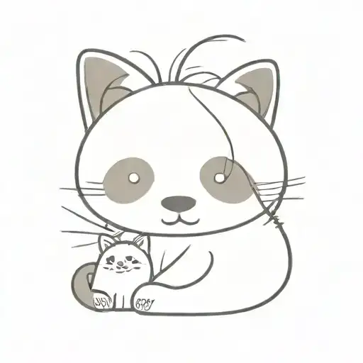 Panda And Cat Curled