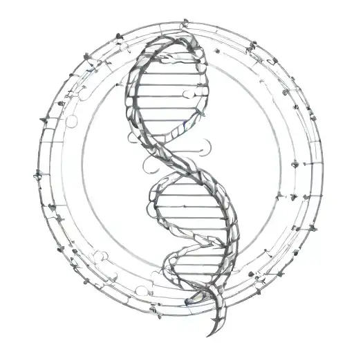 Dna Helix Orbit By Atoms Circled By Coding Language