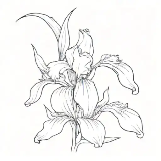 Small Fine Line Iris Flower With Stem