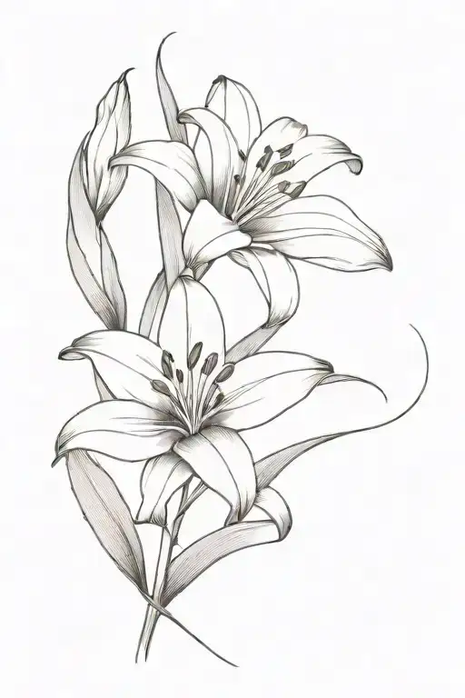 Straight Line Of Lily And Tulip Flower