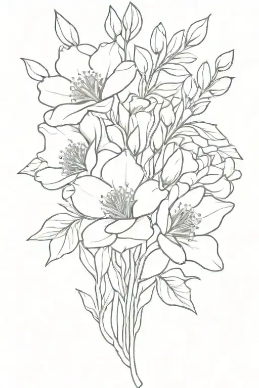 Bouquet Of Birth Flowers Blooming