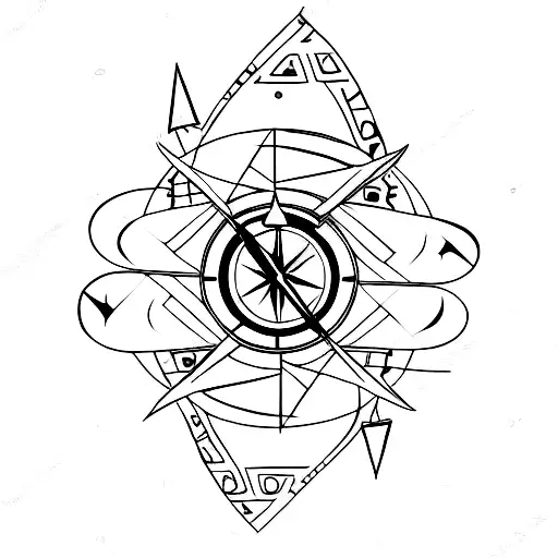 Hourglass With A Compass Inside Squeezing Through The Center