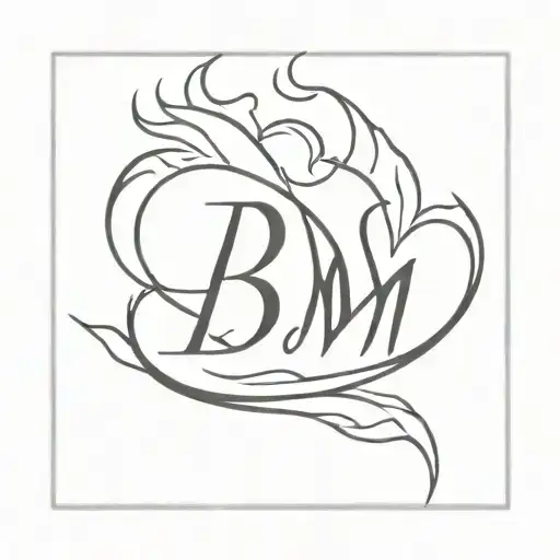 Flame With The Letters B And M With A Love Heart