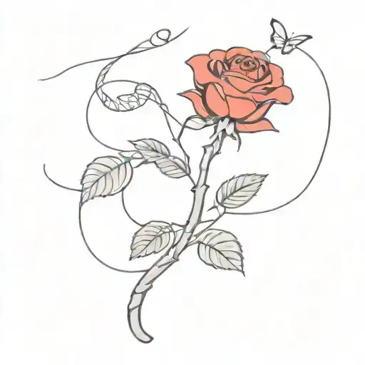 Red Rose As A Cross Wrapped By Snake With Butterfly