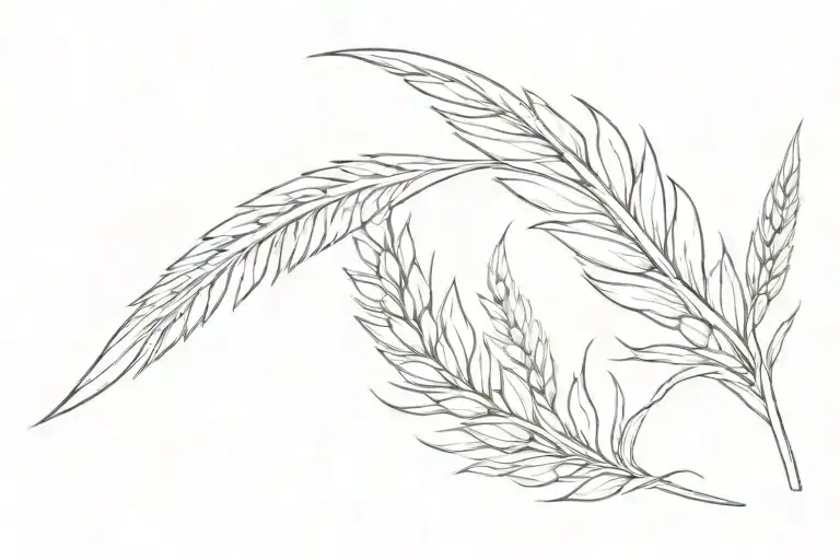 Angel Wing And Wheat Stalk Intertwined