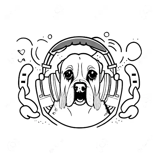 A Dog Wearing Headphones And Playing A Video Game