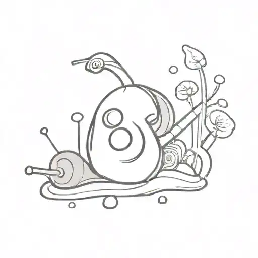 A Snail Playing A Tiny Guitar Surrounded By Mushrooms And Rocks