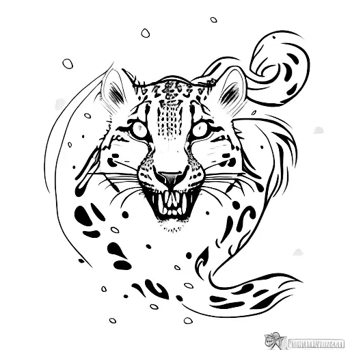 Snowleopard With Snow And Fire Elements