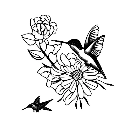 Hummingbird And Flower Fly By