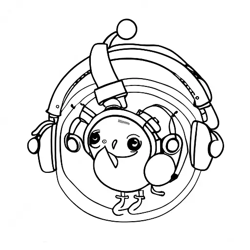 A Cute Baby Chicken Wearing Headphones And Grooving To The Music