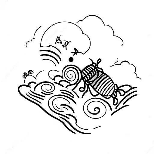 Waterfall With Bee In Leaf