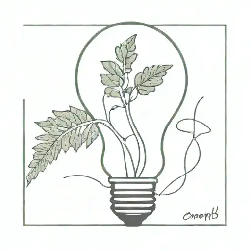 A Broken Lightbulb With A Fern Sprout Growing Inside It And Coming Out From The Broken Part