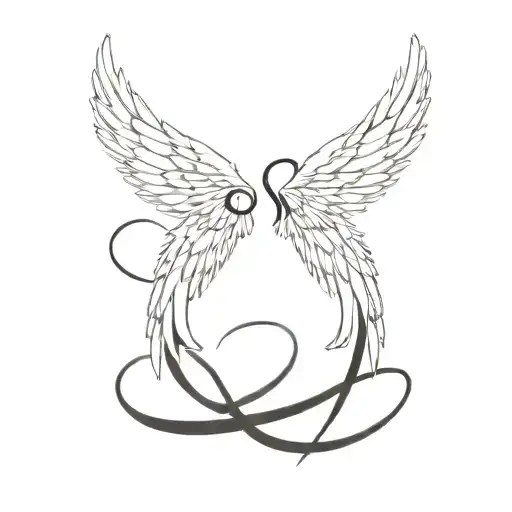 Angel Wings Sowed Together With Black Ribbon