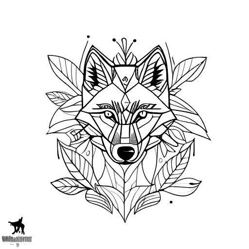 A Realistic Minimalist Tattoo Of A Wolf In A Forest