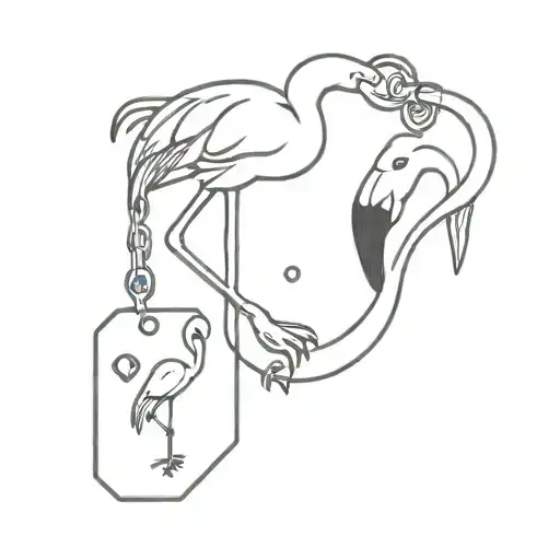 Flamingo And Dice Keychain Hanging