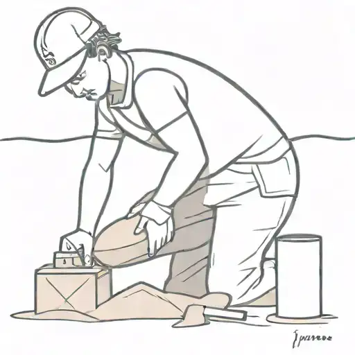 A Minimalist Construction Worker Building Sandcastles On A Beach In Venezuela