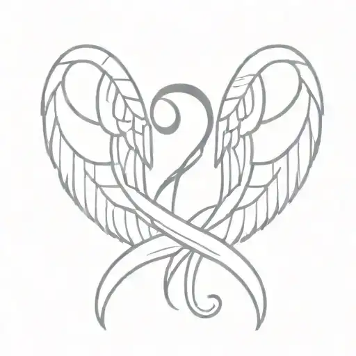 Angel Wings Stitched Together With Black Ribbon