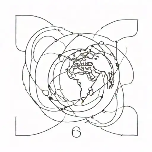 A Minimalist Tattoo Of A Globe With A Techno Music Wave Pattern Wrapping Around It