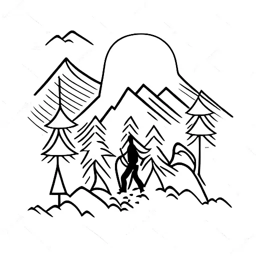 Man In Shadow Walk To Mountain