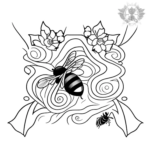 Waterfall With Bee In Maple Leaf