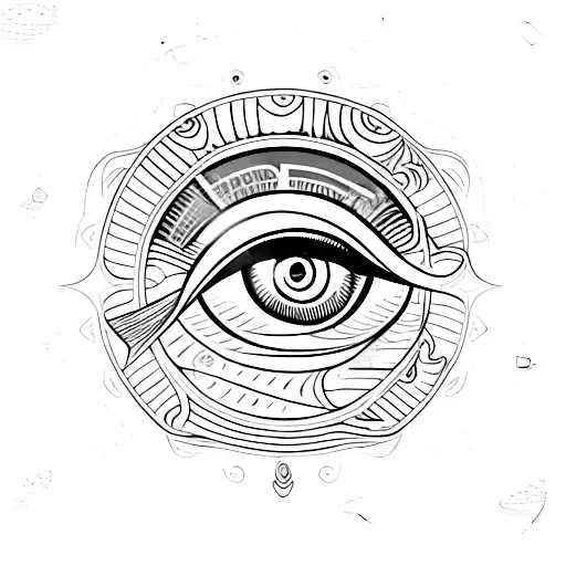 Eye Of Horus With Sea And Ataraxia Written Word