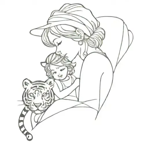 Little Girl And Tiger