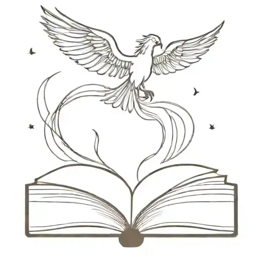 Phoenix Rising Over Open Book