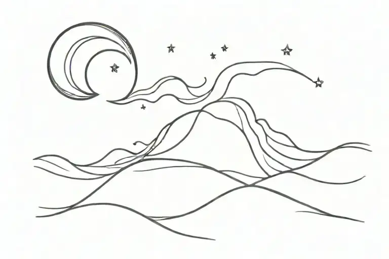 Wave Trying To Reach Moon But Cant Reach Each Other