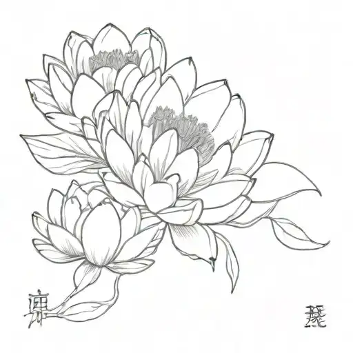 Water Lily And Peony Floral Together