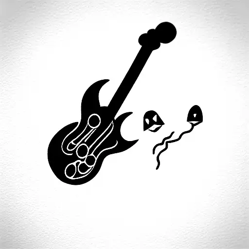Cartoon Ghost Playing Electric Guitar