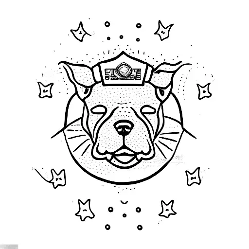 A Sketch Of A Sleeping Dog With The Word 'Dream' Incorporated Into The Design