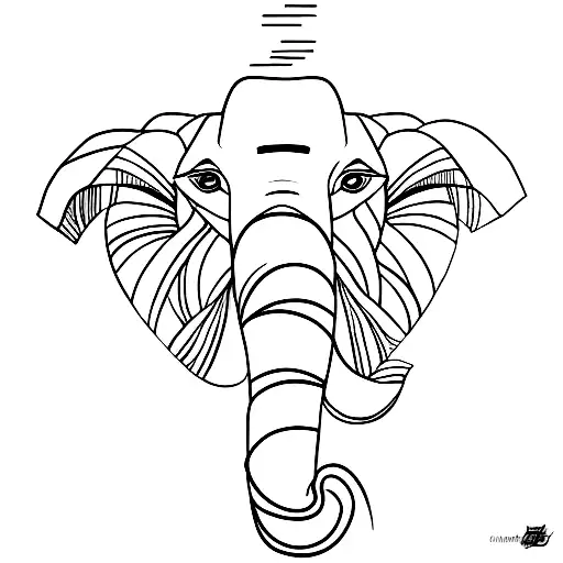 One Line Sketch Of An Elephant