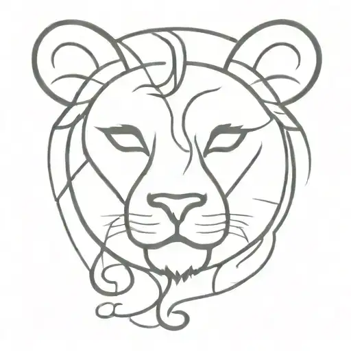 A Minimalist Design Of A Music Note Intertwined With A Cute Lion Face