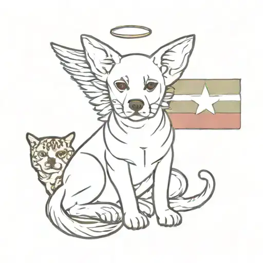Angel Dog Amd Cat With Suriname Flag