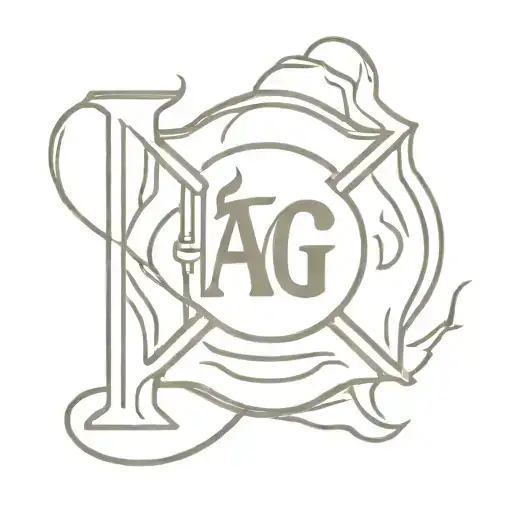 Fire Fighter Symbol With Initials Ag