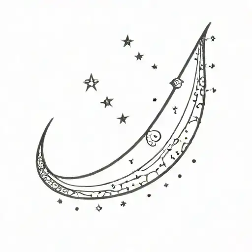 Crescent Moon With Sparkles