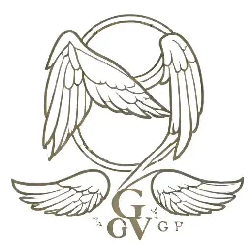 Angel Wings And In The Middle Of Them Have The Letters Gv