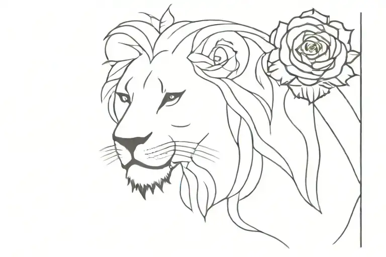 Lion With Roses