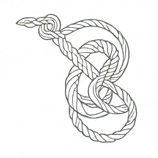 A Minimalist Tattoo Of A Climbing Rope Intertwined With The Symbol Of Norse God Tyr