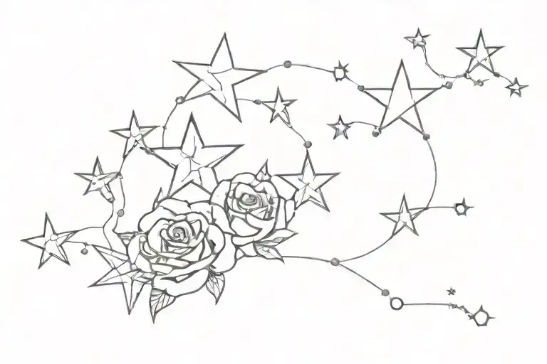 Constellation Of 7 Stars And A Rose