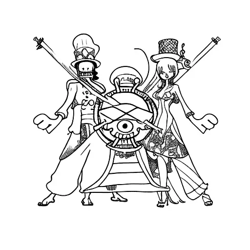 An Hourglass With Merry And Sonny From One Piece Inside
