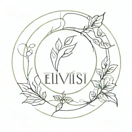 Woven Circle With Elvish Text And Plant Growing