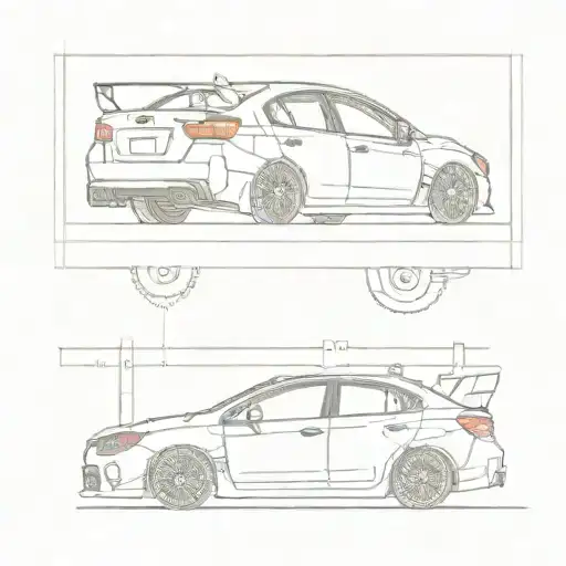 Side View Of The Whole Care Of A Subaru Wrx Done In Line Work