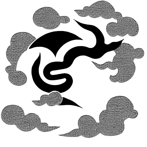 Dragon Japanese Style Among Cloud