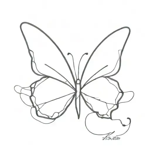 Fine Line Butterfly Coming Off Of The Letter K