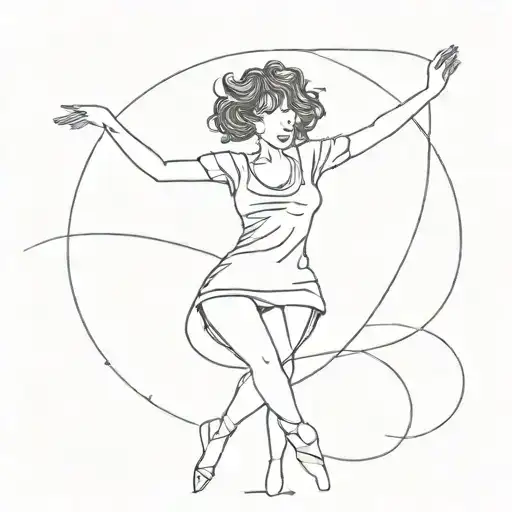 A Minimalist Tattoo Of A Girl Dancing To Soul Music