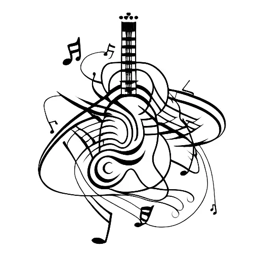 A Guitar String Forming The Shape Of A Music Note