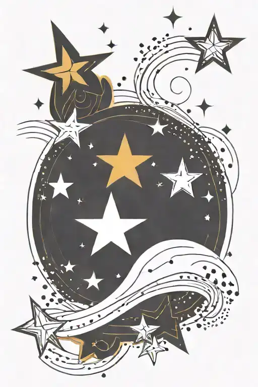 Fine Line 13 Different Stars In A Straight Line With Dots And Pretty Details