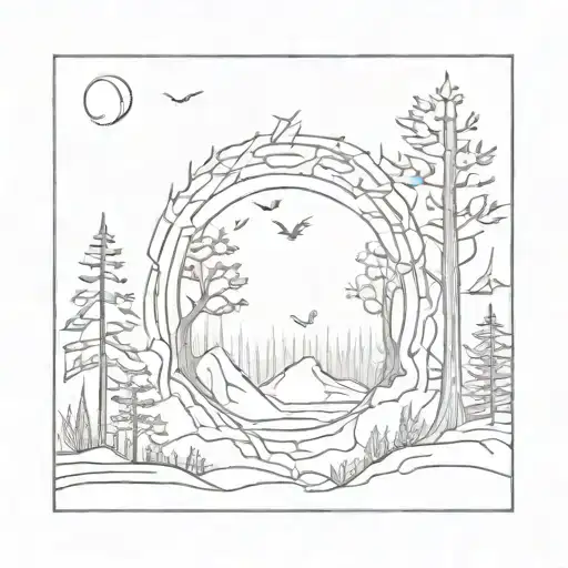 A Tattoo Design Featuring A Mystical Forest Scene And A Subtle Nod To Lucifer And Lilith